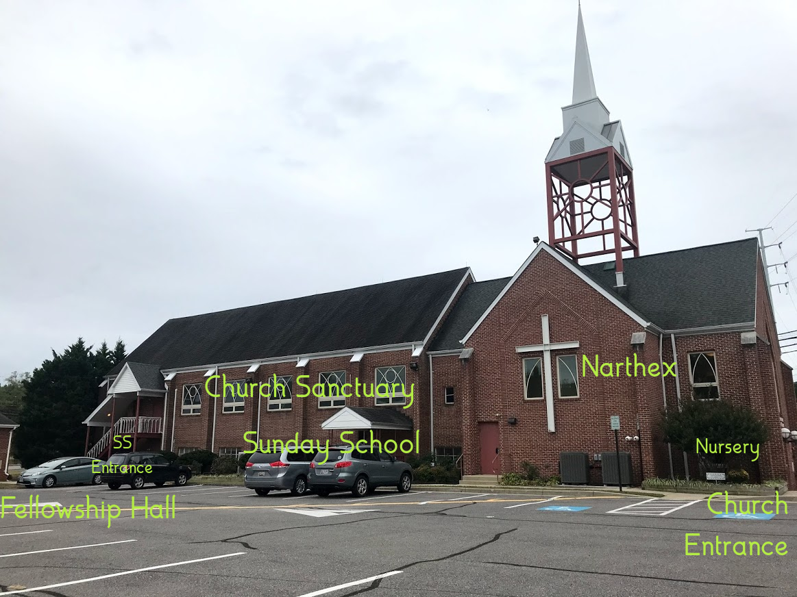 Map of various locations on church property